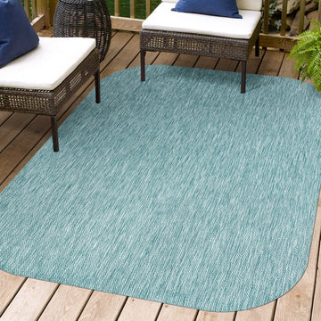Miles Modern Minimalist Radius Corner Solid Indoor/Outdoor Area Rug
